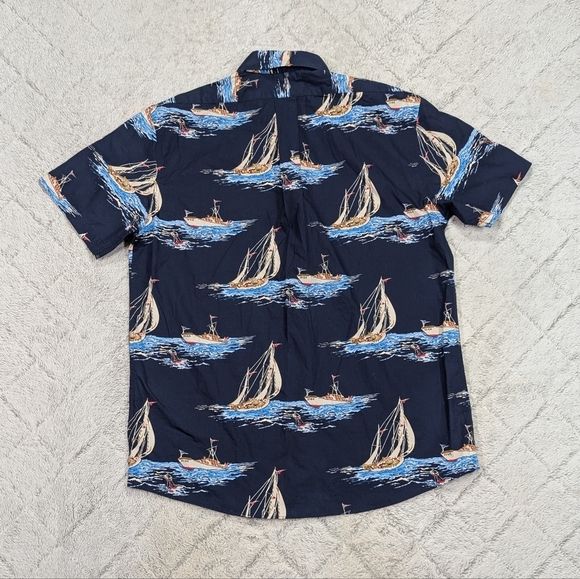 Brooks Brothers Shirt Mens M Blue Navy Sailboat Print Nautical Preppy Button Up - Picture 6 of 6